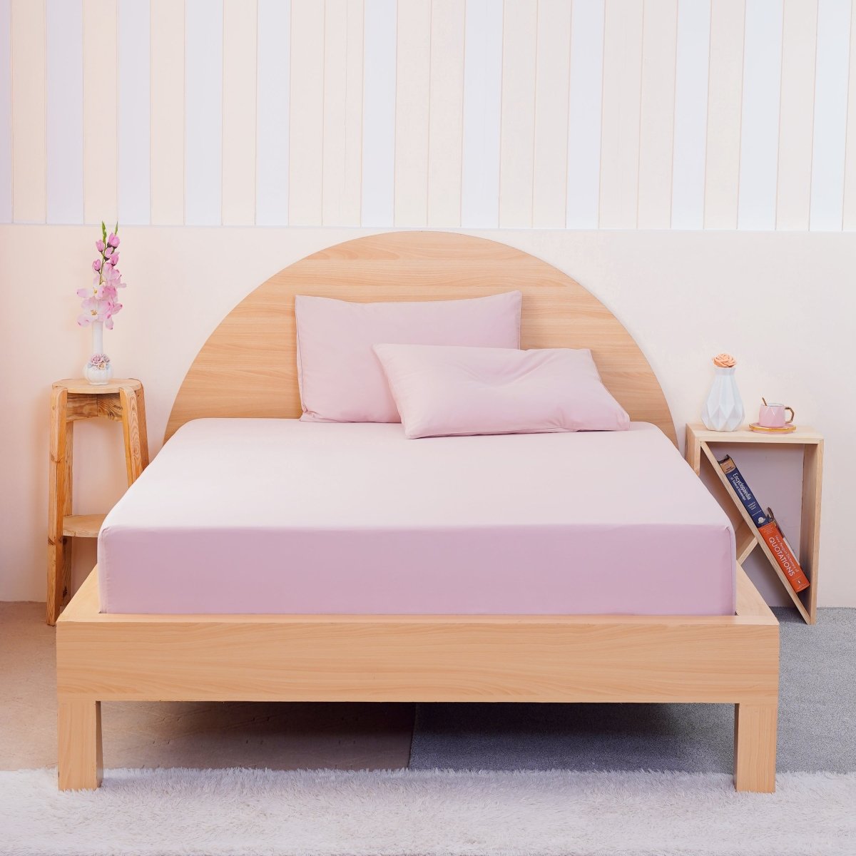 Ackly Bamboo - Blush Duvet Cover, Sheet & Pillowcases Set