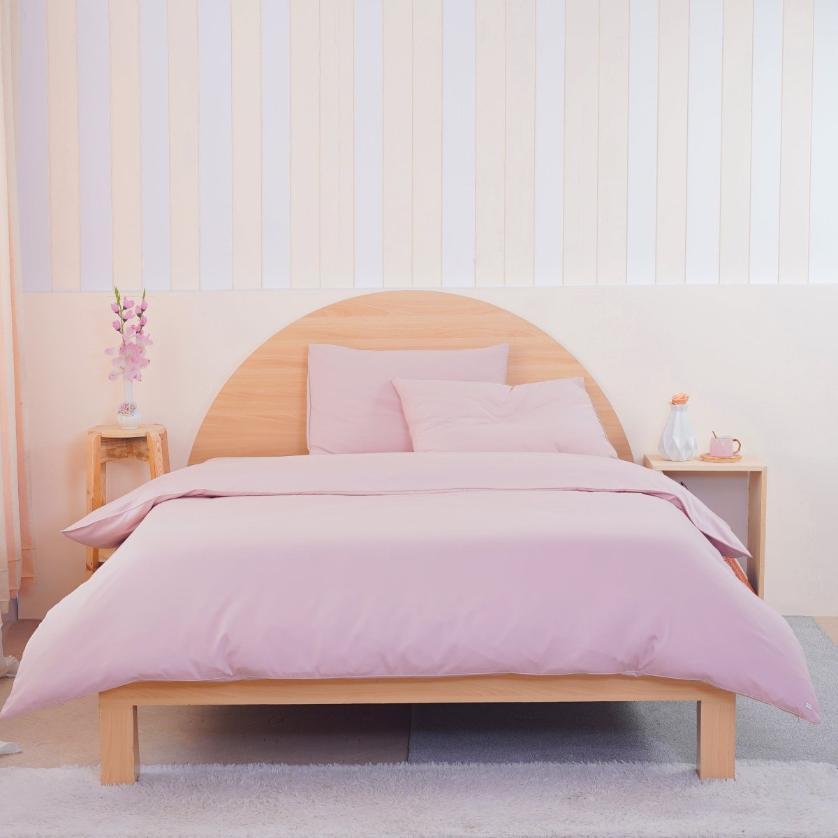 Ackly Bamboo - Blush Duvet Cover, Sheet & Pillowcases Set
