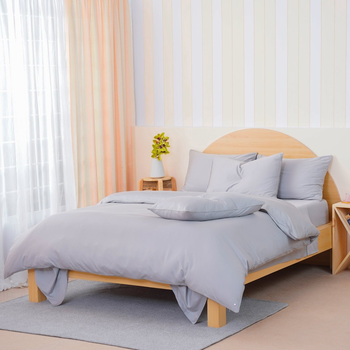 Ackly Bamboo - Dove Grey Duvet Cover, Sheet & Pillowcases Set