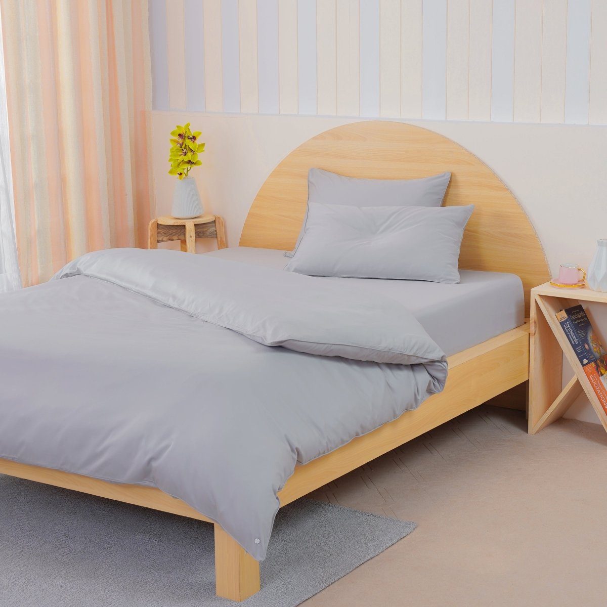 Ackly Bamboo - Dove Grey Duvet Cover, Sheet & Pillowcases Set