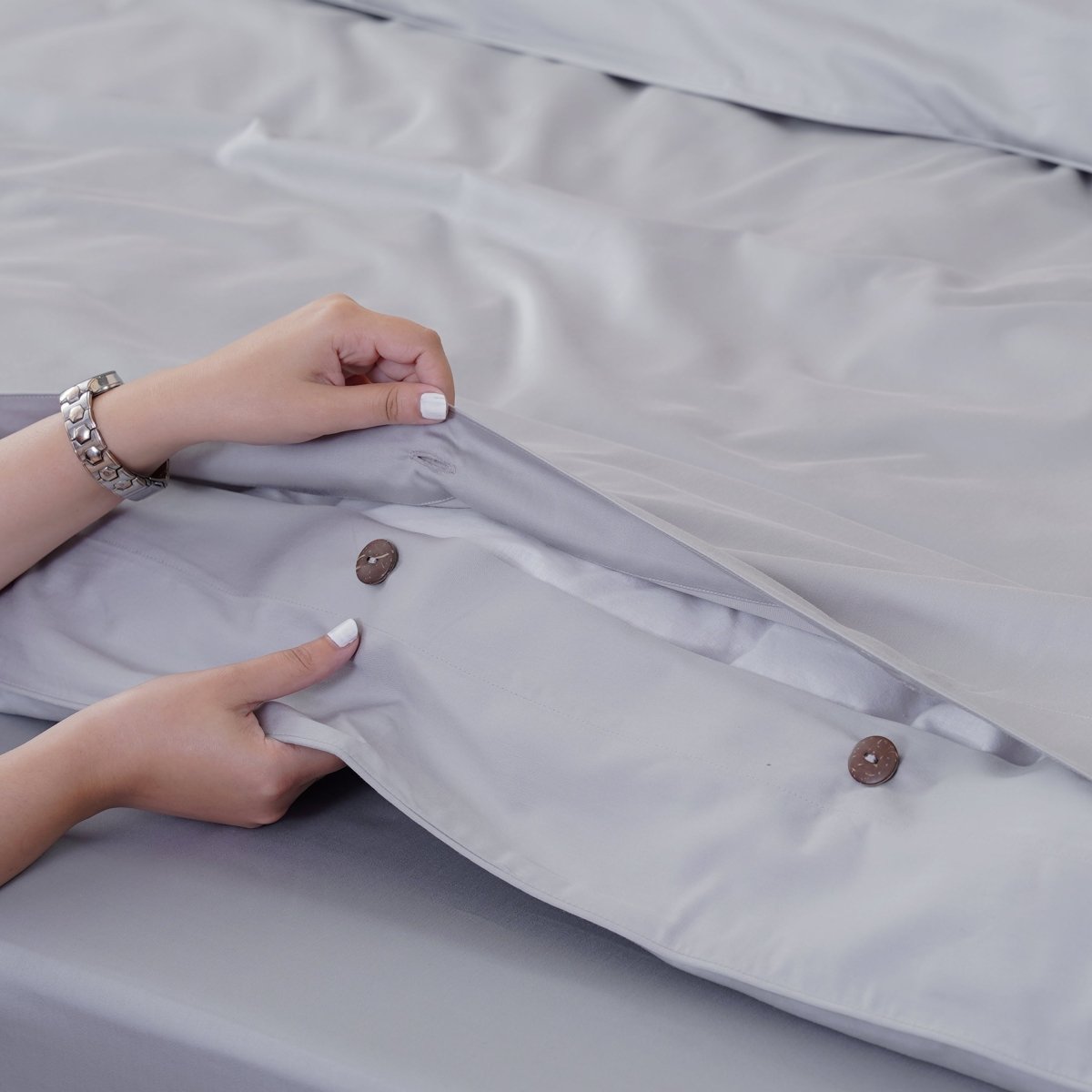 Ackly Bamboo - Dove Grey Duvet Cover, Sheet & Pillowcases Set