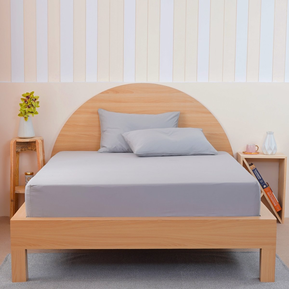 Ackly Bamboo - Dove Grey Duvet Cover, Sheet & Pillowcases Set