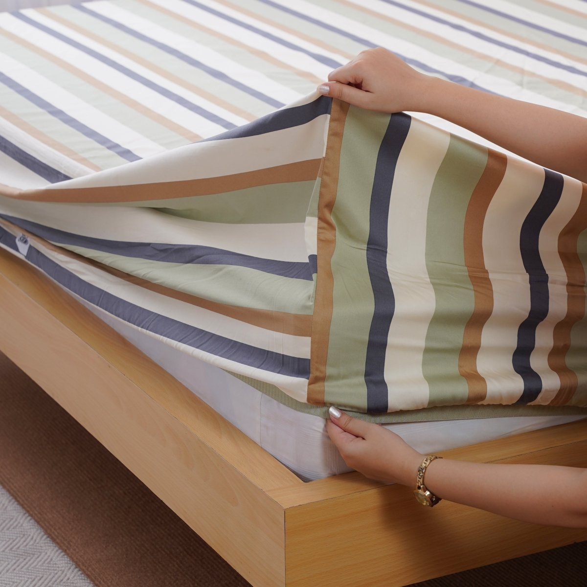 Ackly Bamboo - Harmony Stripe Duvet Cover, Sheet & Pillowcases Set