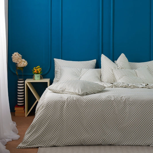 Ackly Bamboo - Sage Green Checkerboard Bedding