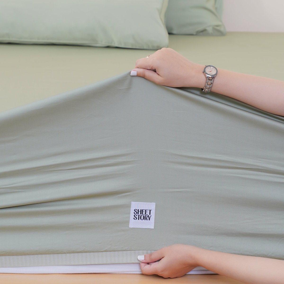 Ackly Bamboo - Sage Green Duvet Cover, Sheet & Pillowcases Set