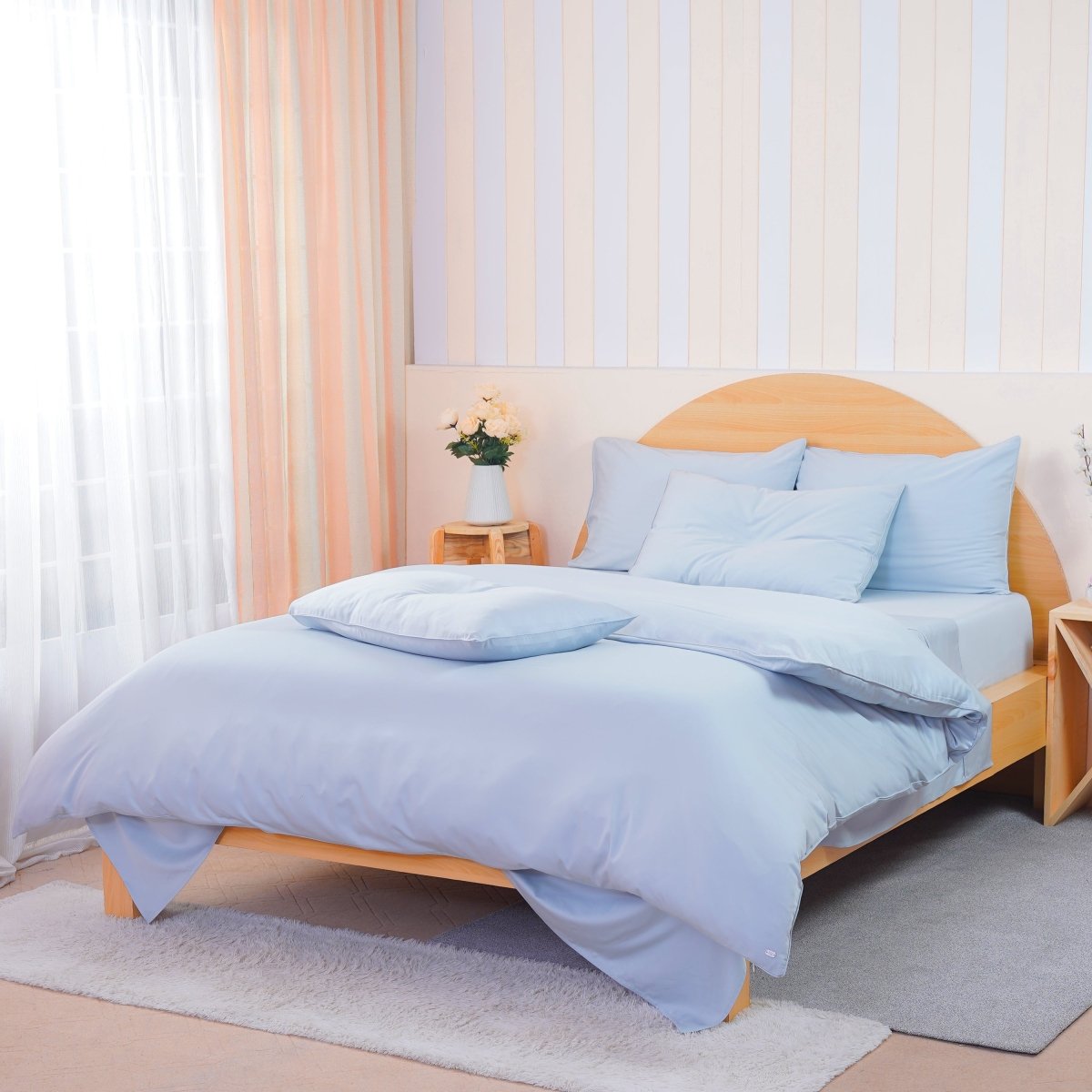 Ackly Bamboo - Sky Duvet Cover, Sheet & Pillowcases Set