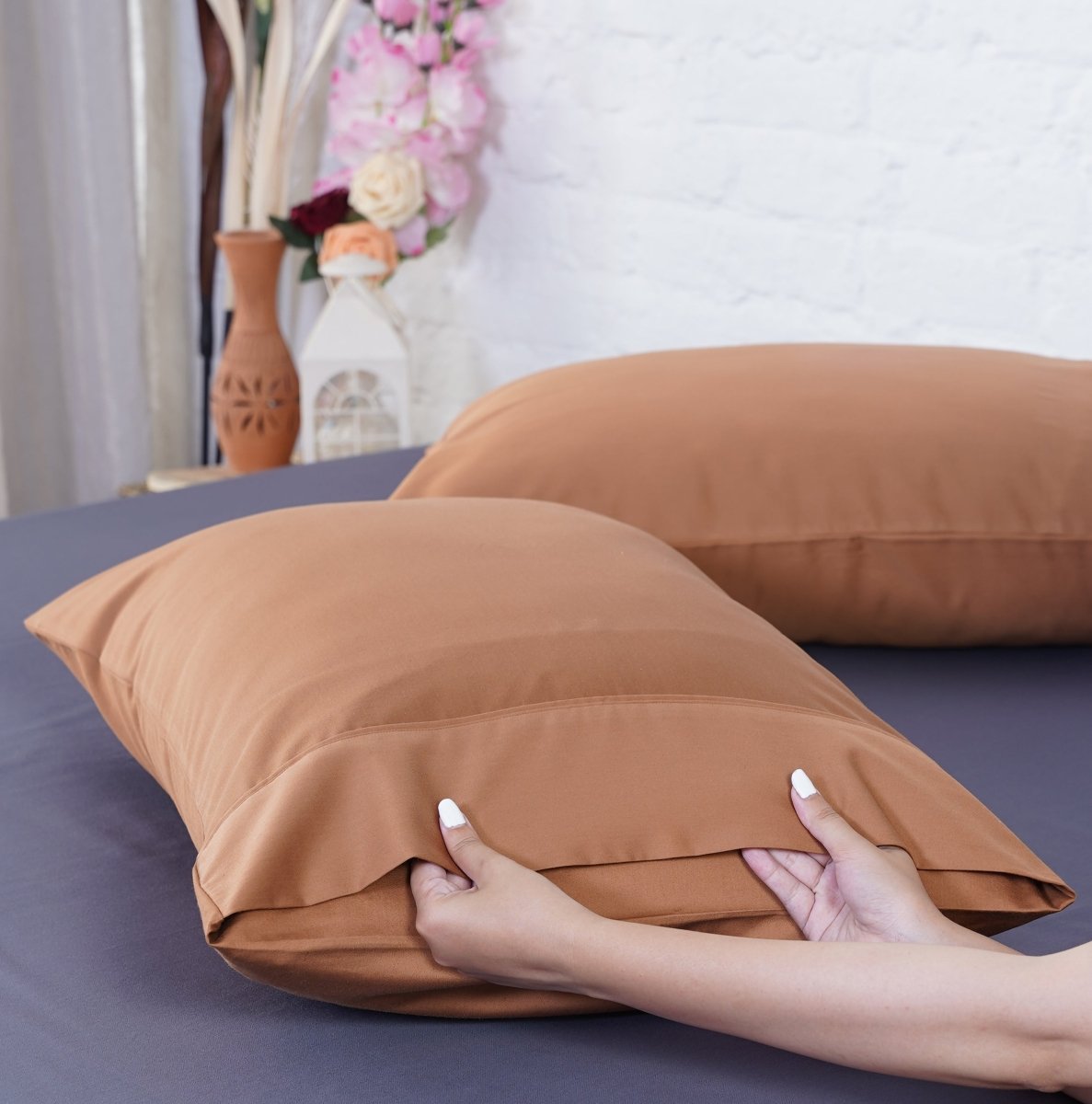 Ackly Bamboo - Terracotta Orange Pillowcases Pair