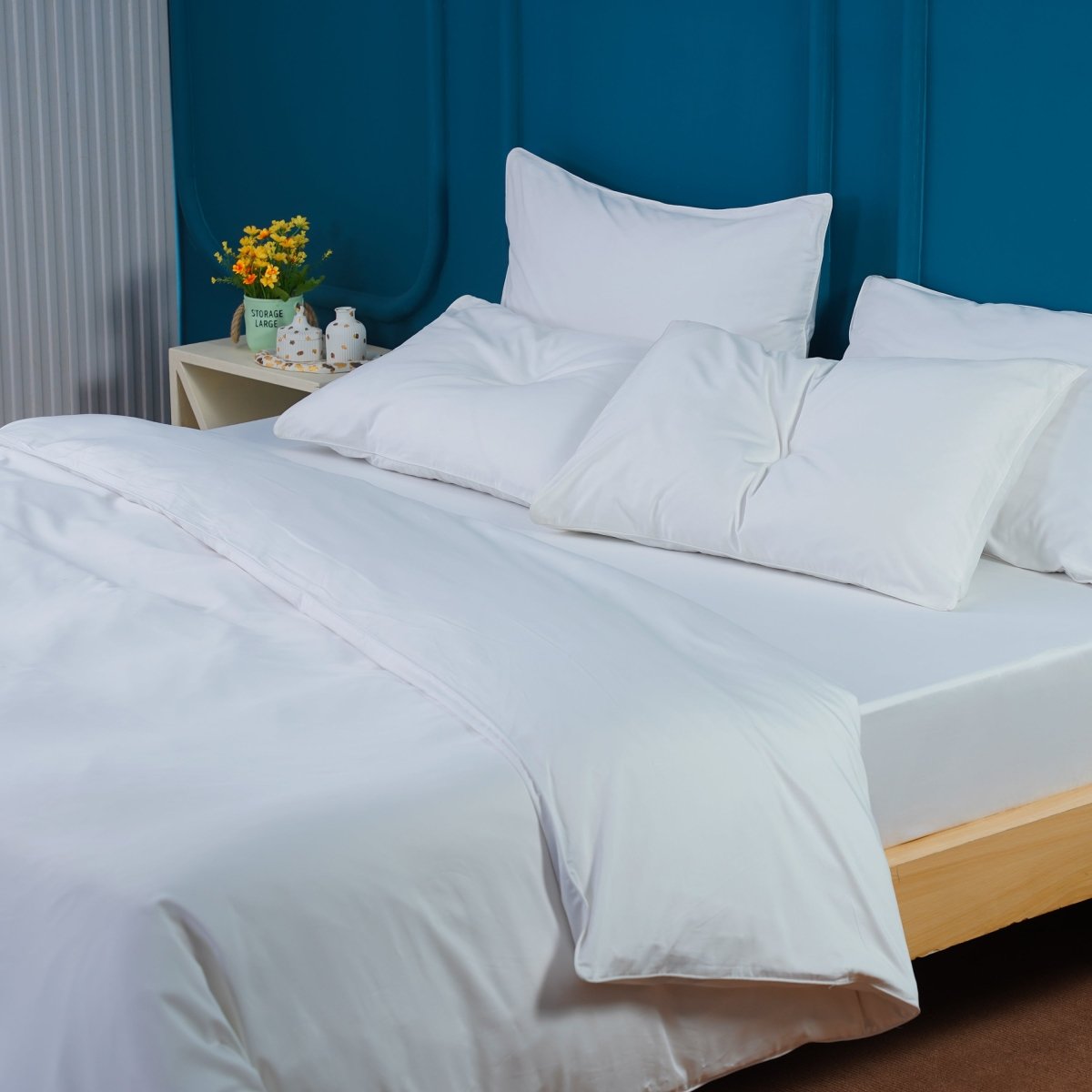 Ackly Bamboo - White Duvet Cover, Sheet & Pillowcases Set