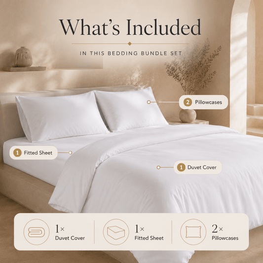 Ackly Bamboo - White Duvet Cover, Sheet & Pillowcases Set