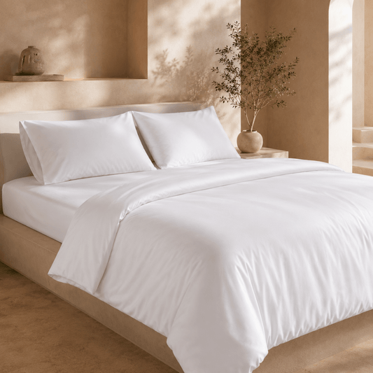 Ackly Bamboo - White Duvet Cover, Sheet & Pillowcases Set