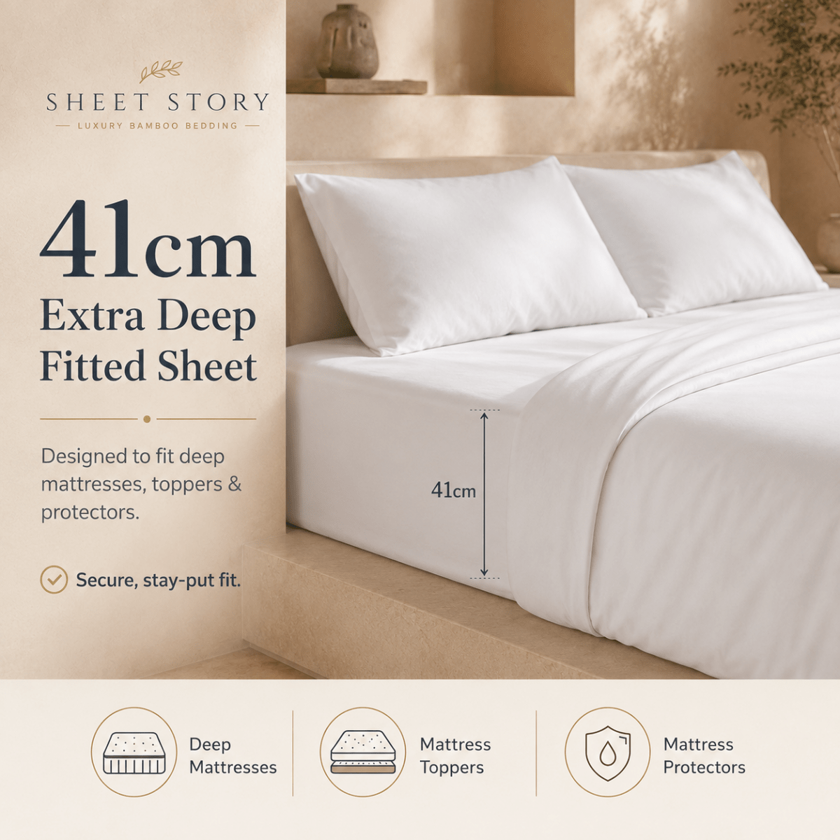 Ackly Bamboo - White Duvet Cover, Sheet & Pillowcases Set