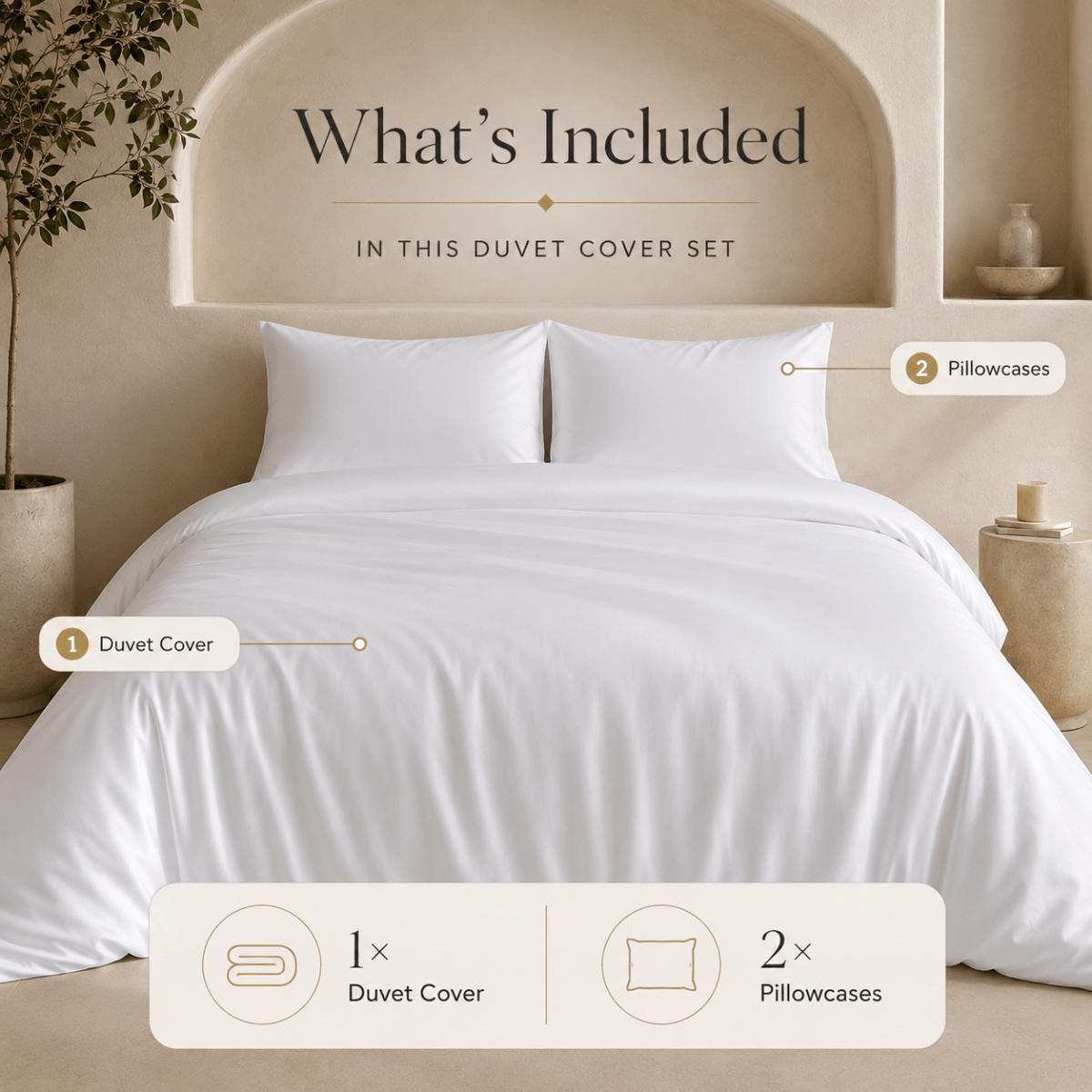 Ackly Bamboo White Duvet Cover Set