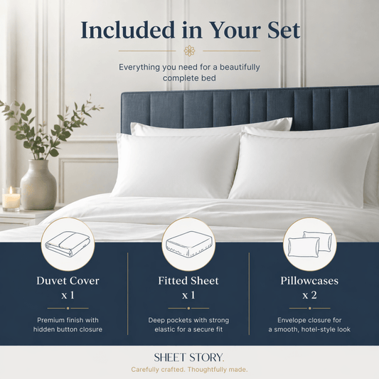 Ackly Bamboo - White Duvet Cover, Sheet & Pillowcases Set