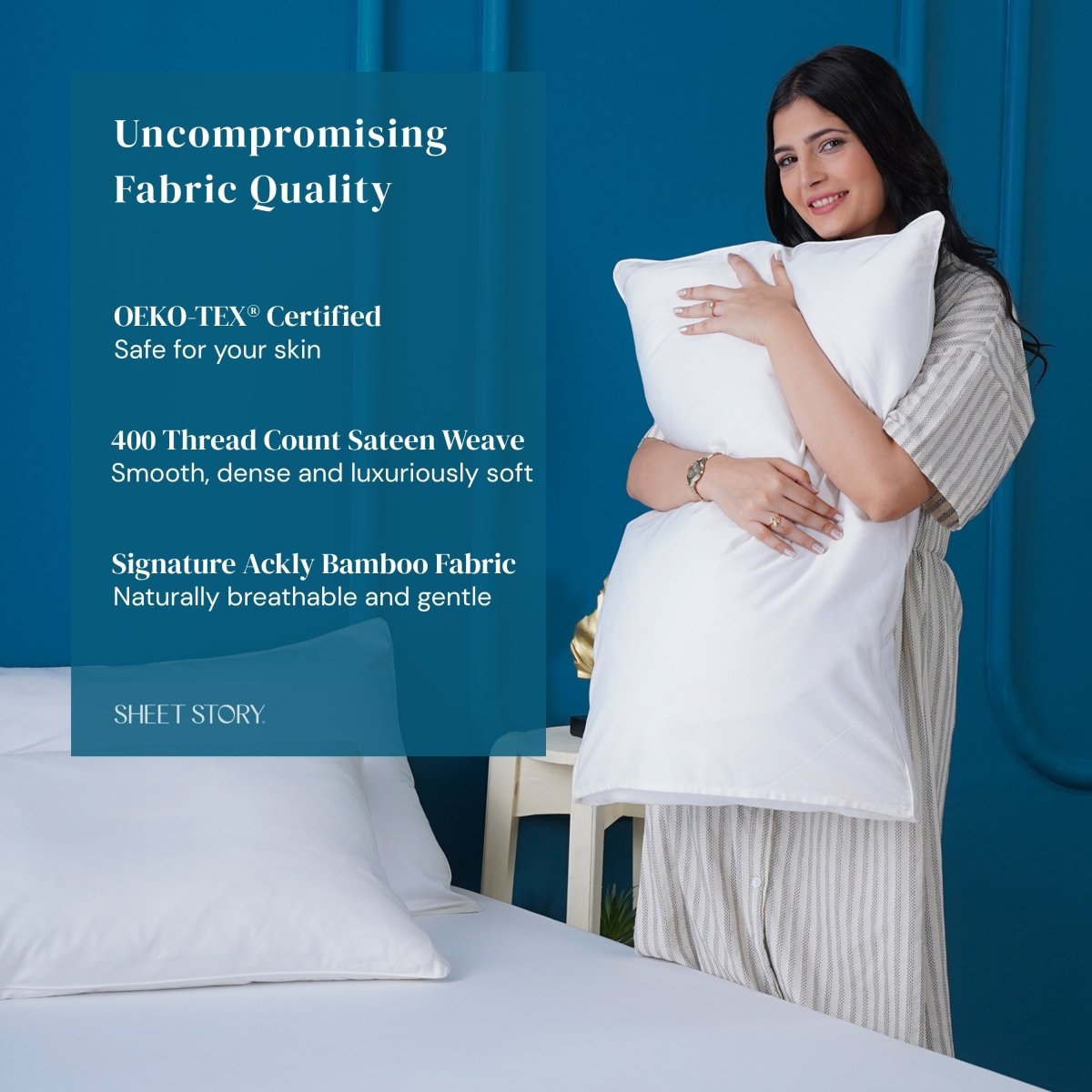 Ackly Bamboo - White Duvet Cover, Sheet & Pillowcases Set