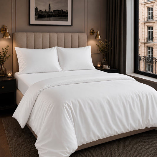 Ackly Bamboo - White Duvet Cover, Sheet & Pillowcases Set