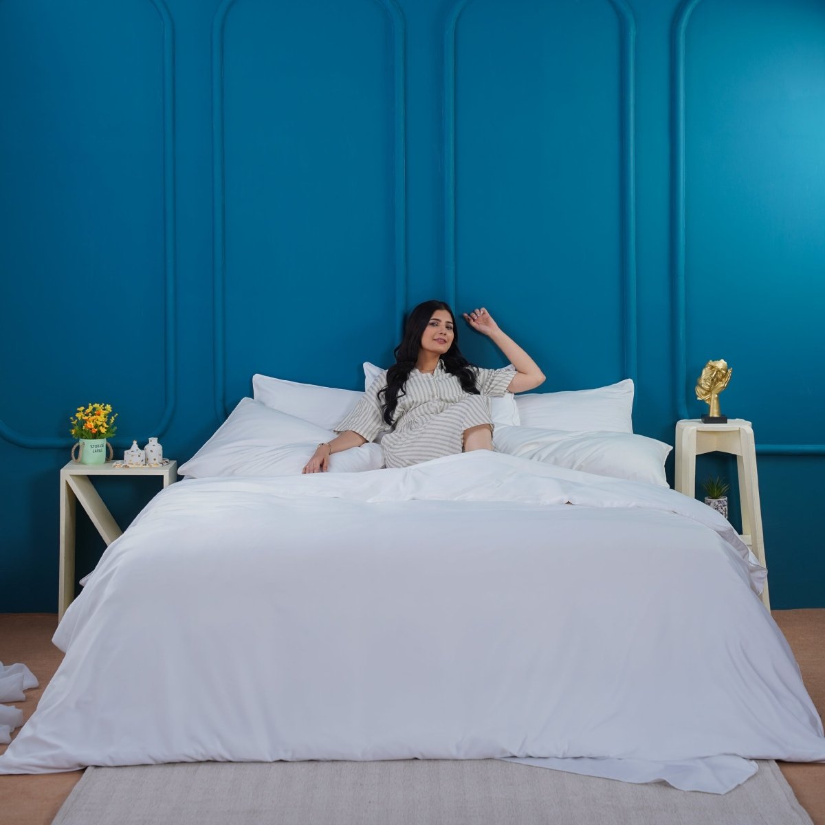 Ackly Bamboo - White Duvet Cover, Sheet & Pillowcases Set