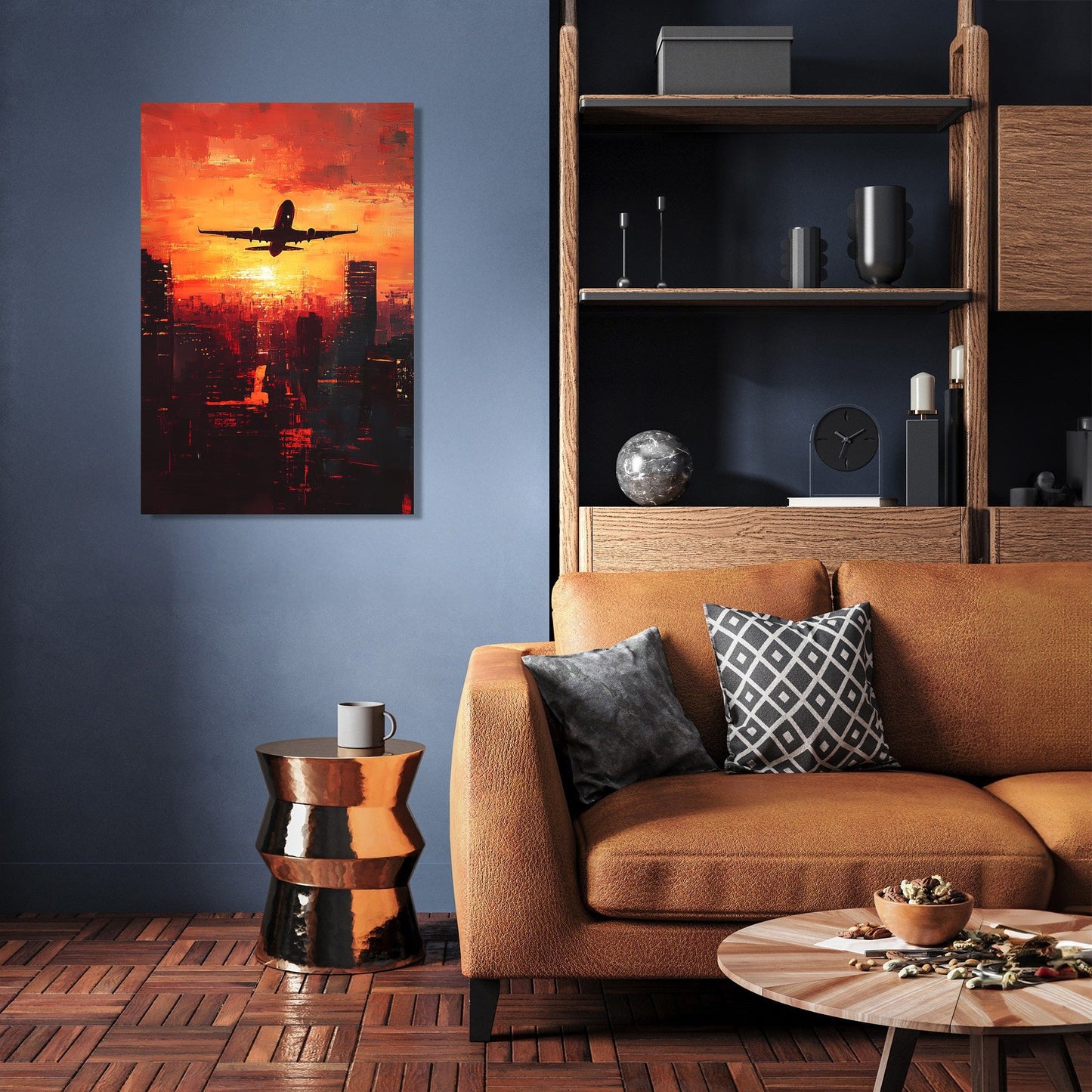 Airplane Sunrise Silhouette Canvas