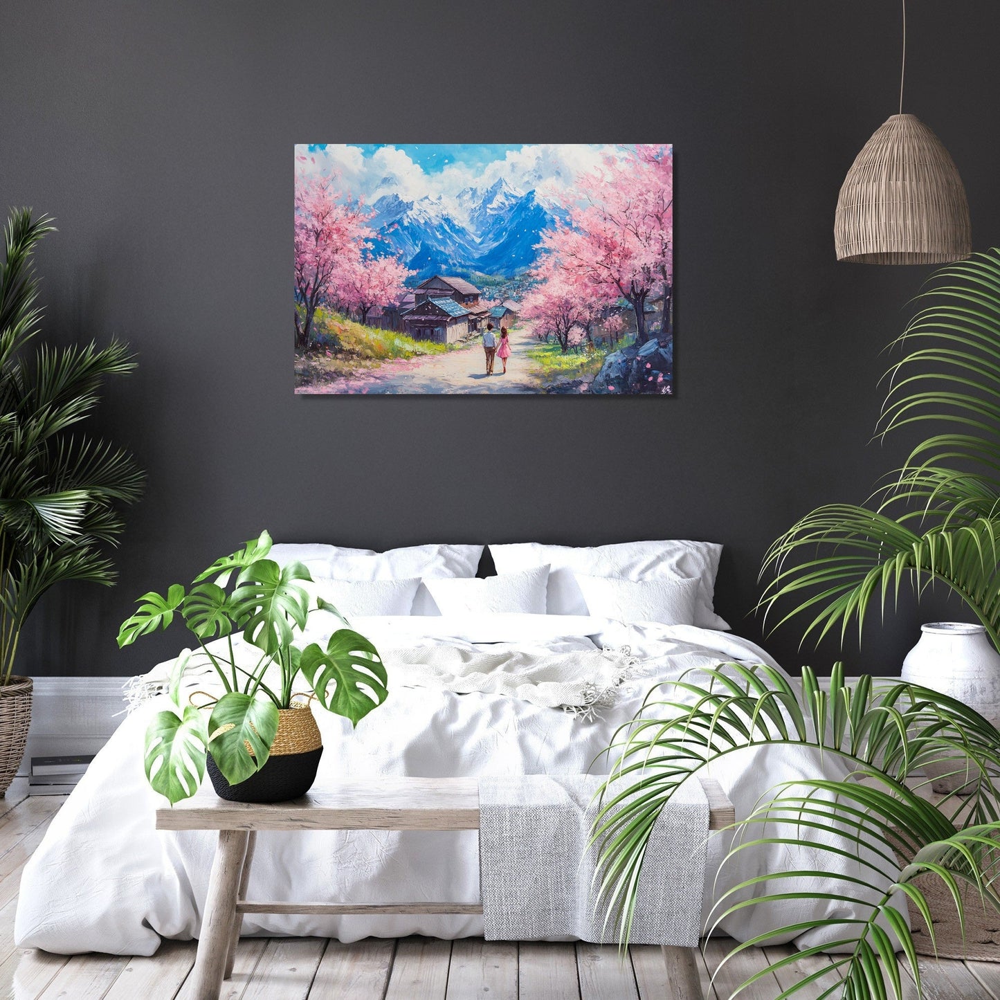 Spring Harmony Village Canvas