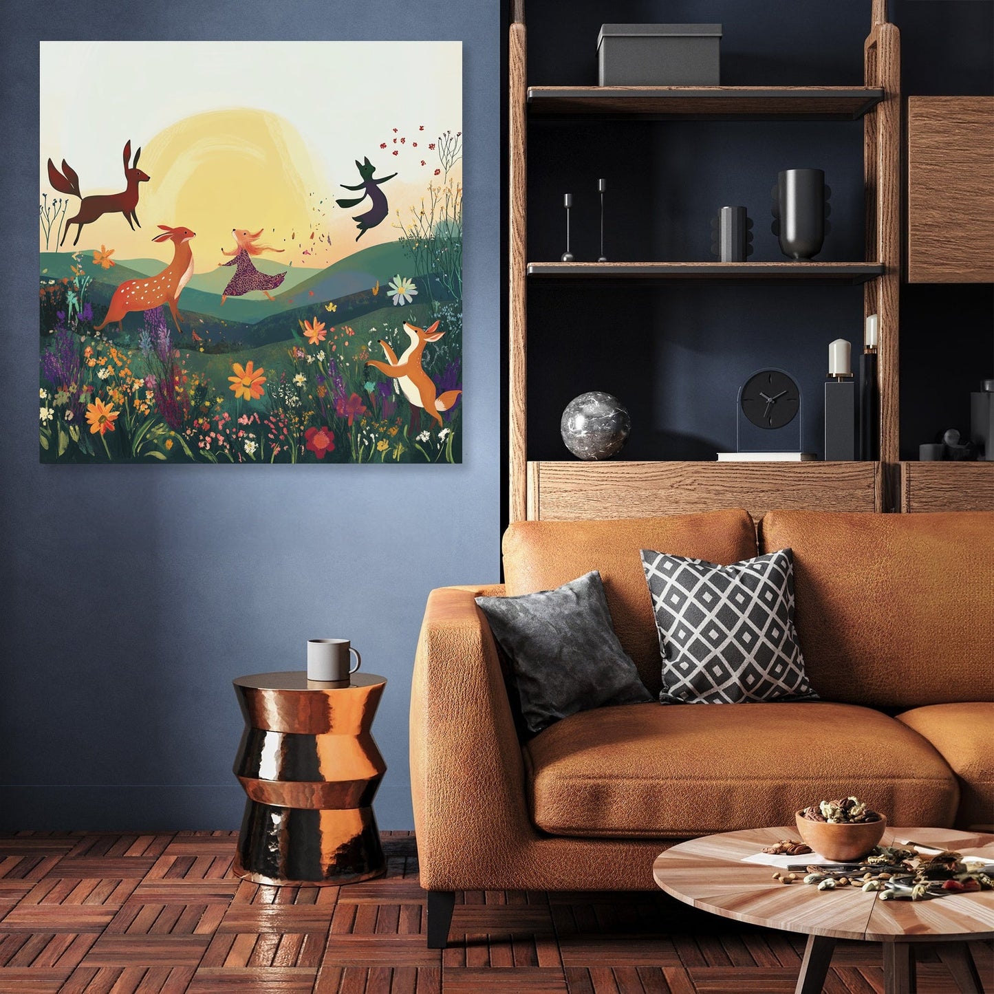 Dancing Animals Sunrise Canvas
