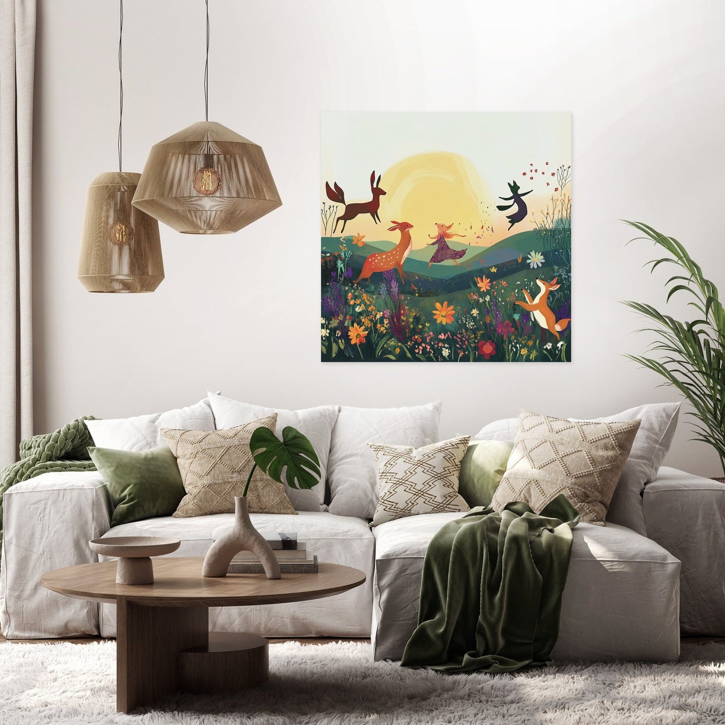 Dancing Animals Sunrise Canvas