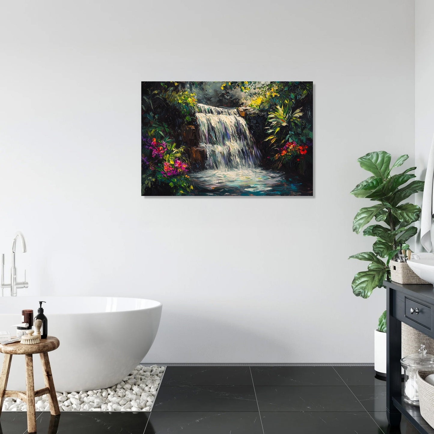 Waterfall Tranquillity Nostalgia Canvas