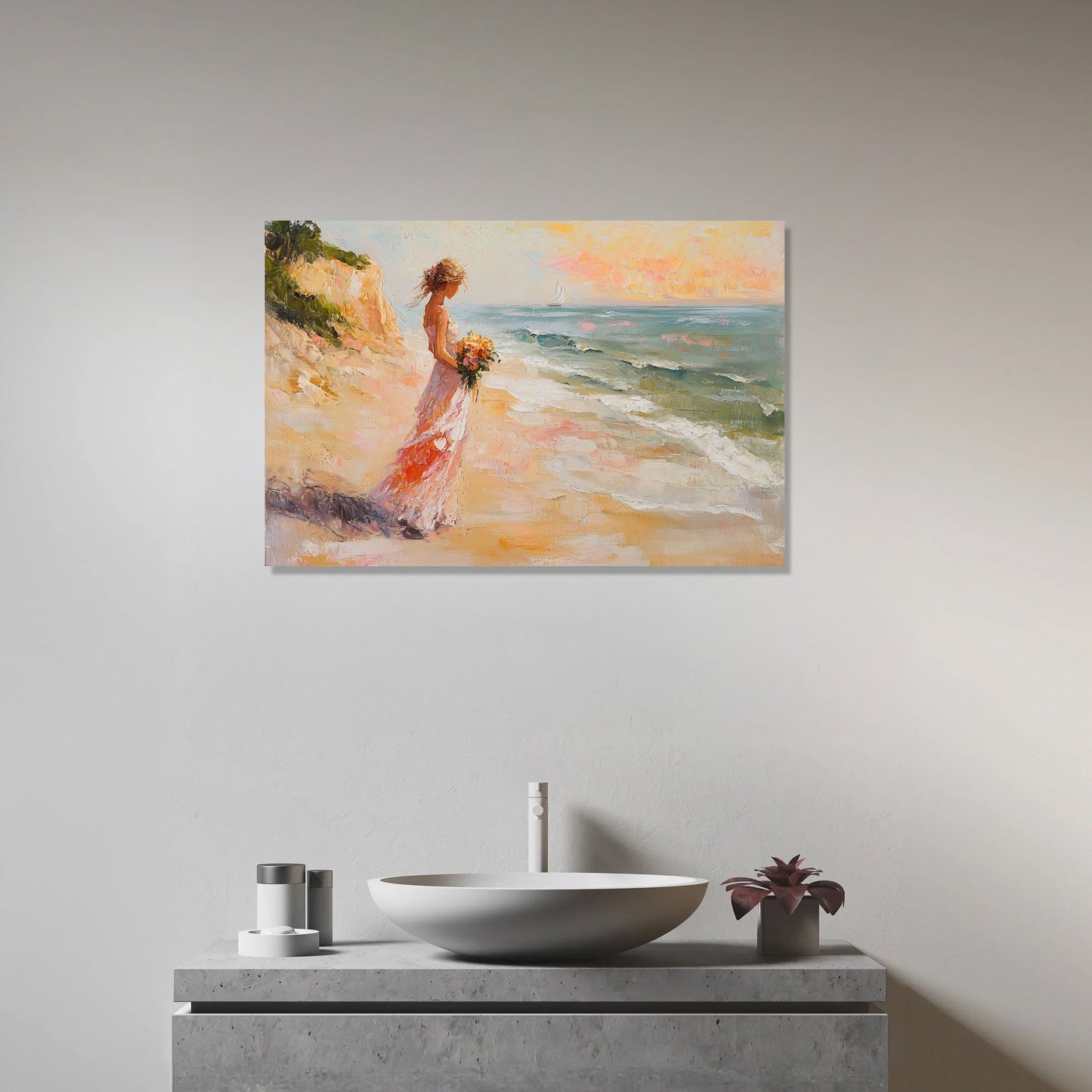 Melancholic Sunrise Shoreline Canvas