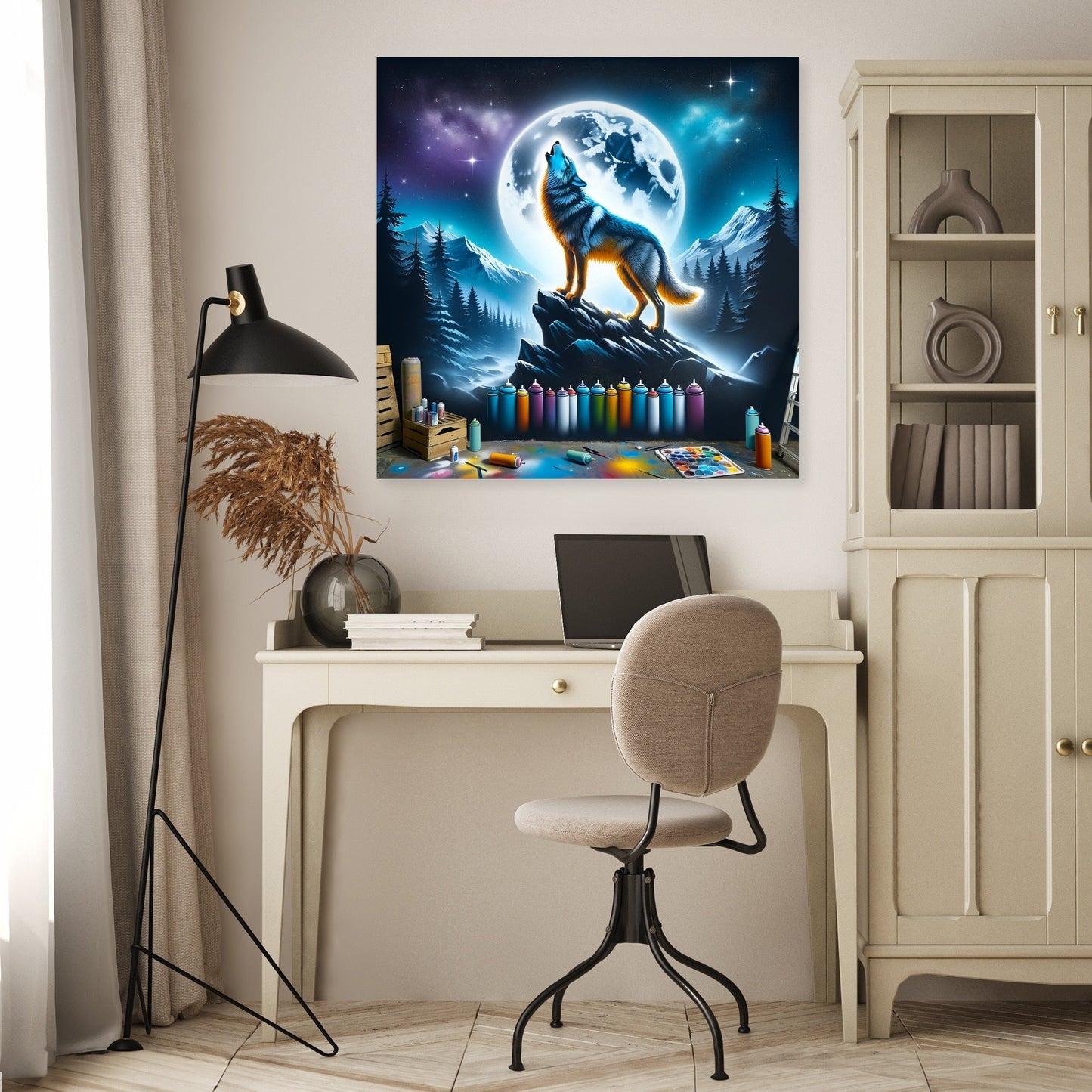Howling Wolf Night Canvas