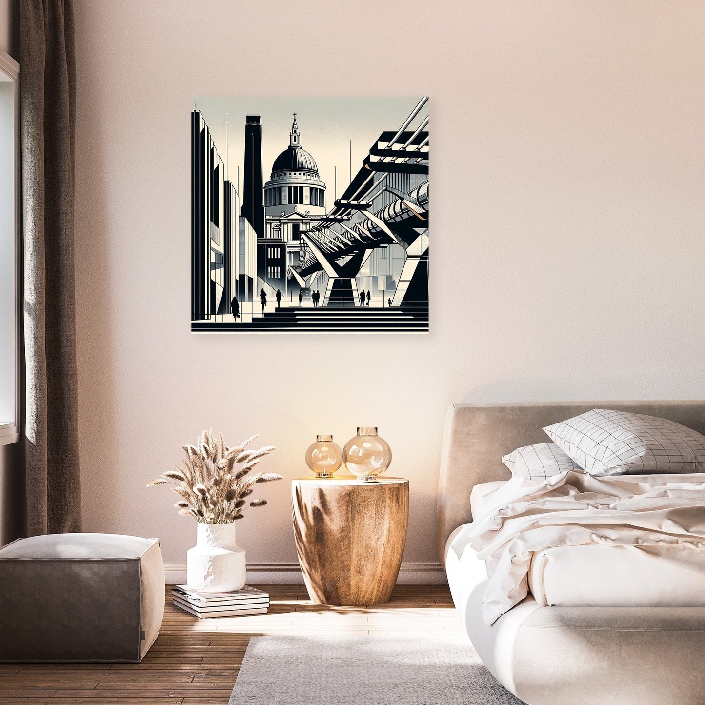 London Tate Modern and Millennium Bridge Modernist Canvas