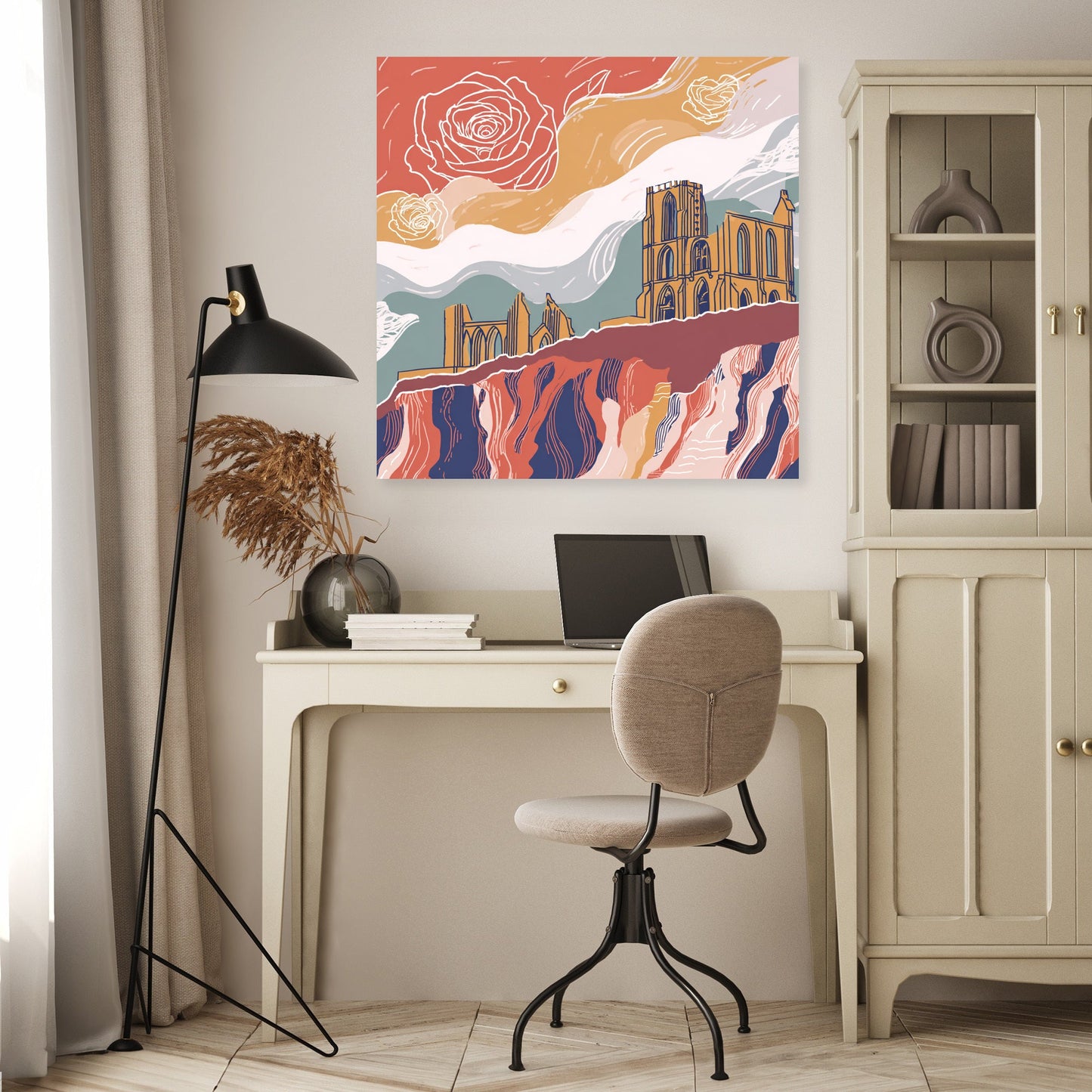 Whitby Abbey Rose Canvas