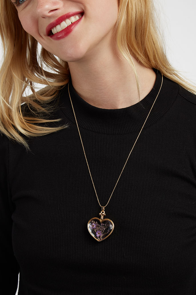 Adina Flower Necklace in Purple