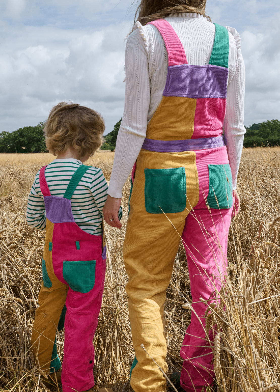 Adult Bright Patchwork Corduroy Dungarees