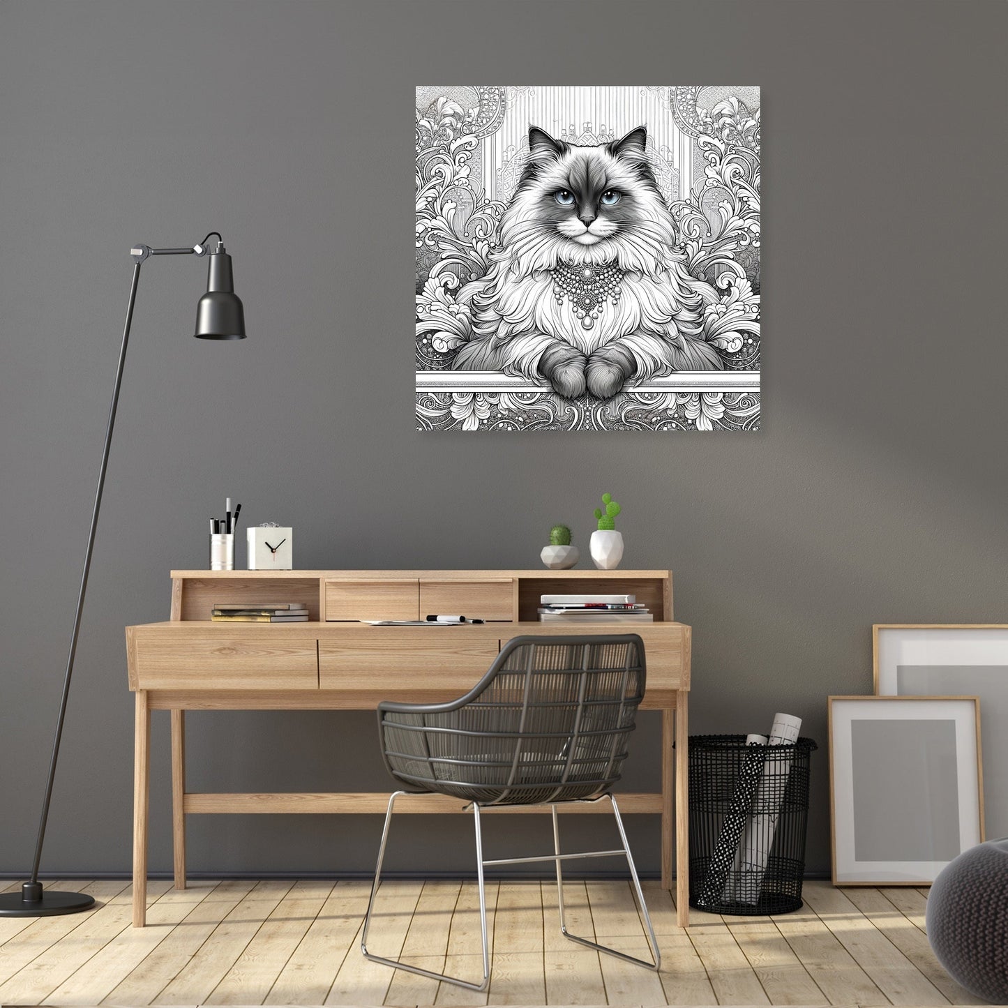 Glamour Ragdoll Line Art Canvas