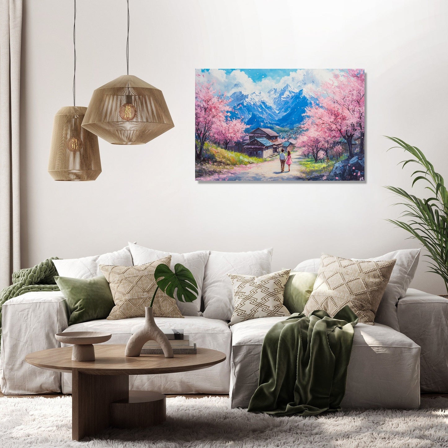 Spring Harmony Village Canvas
