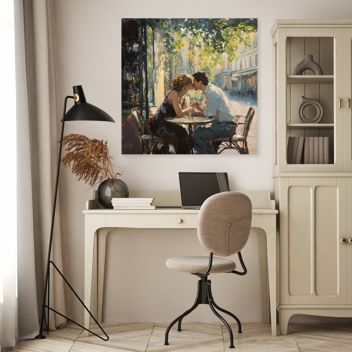Lovers' Kiss Café Canvas