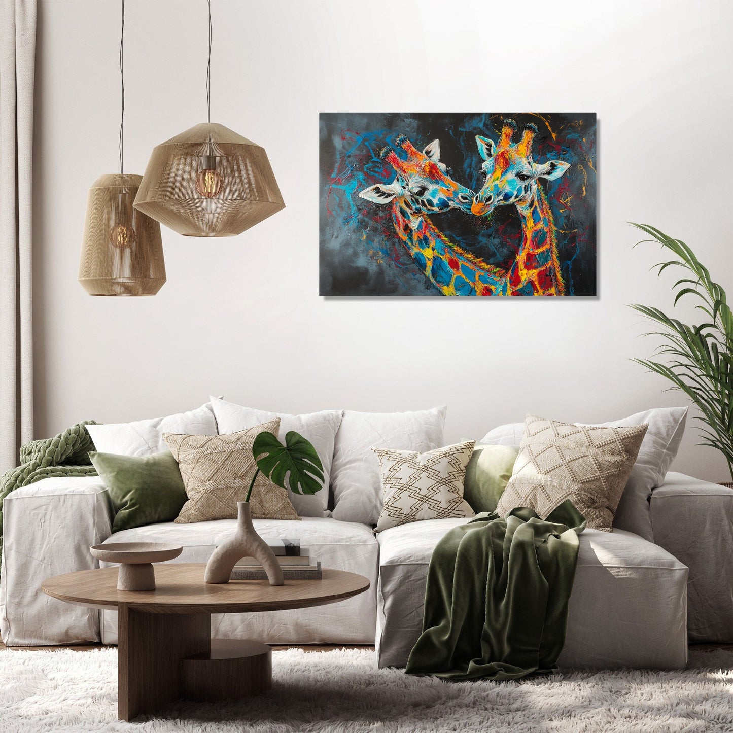 Vibrant Giraffe Duet Canvas