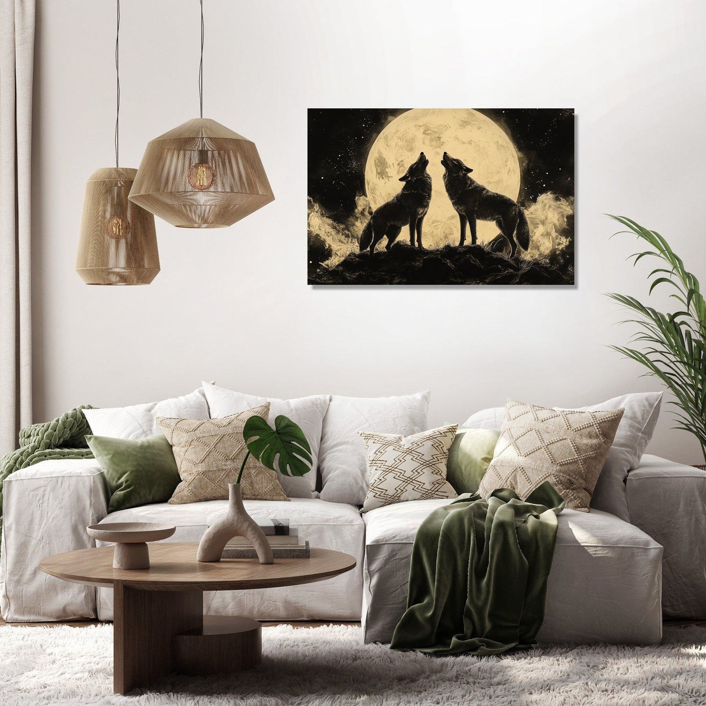Lunar Serenade Wolves Canvas