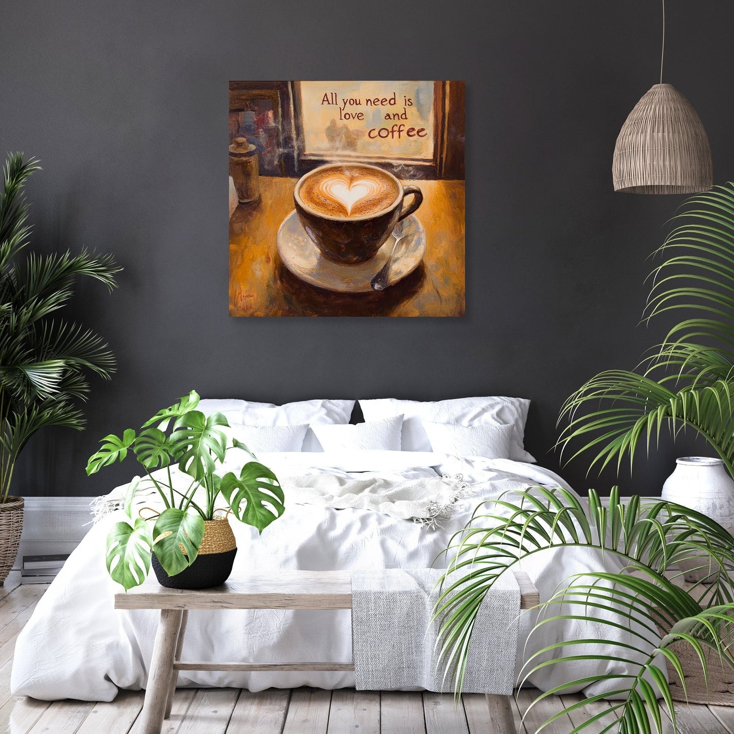 Love & Coffee Heart Canvas