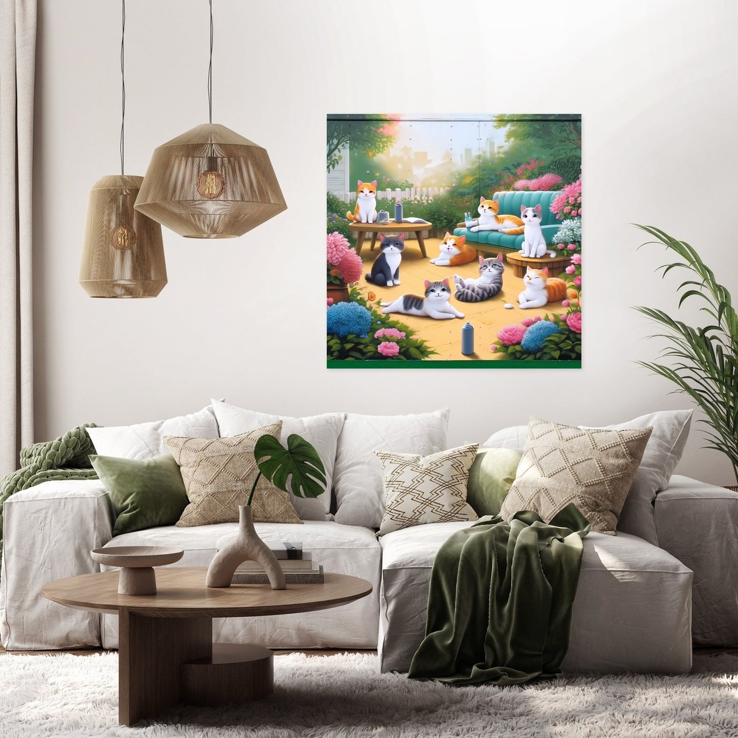 Playful Garden Cats Canvas