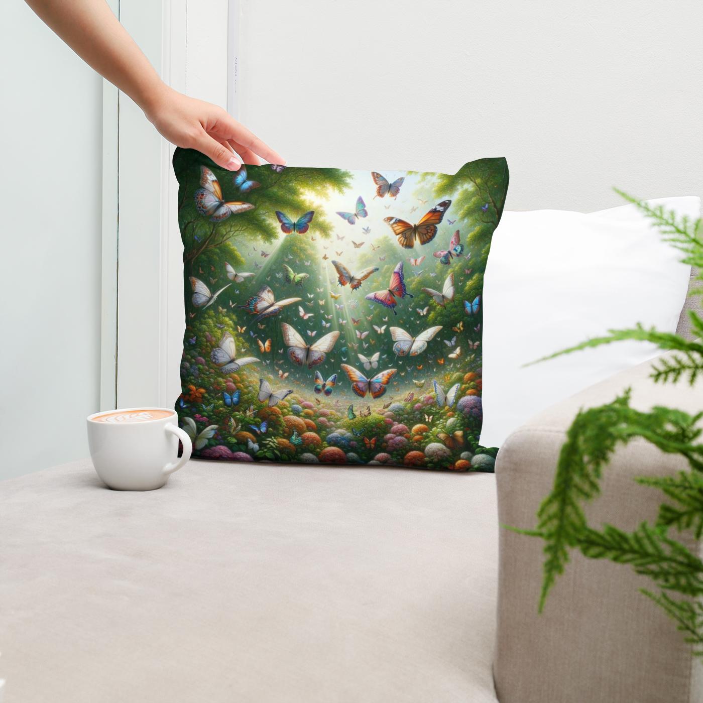 Butterfly Garden Dance Cotton Cushion