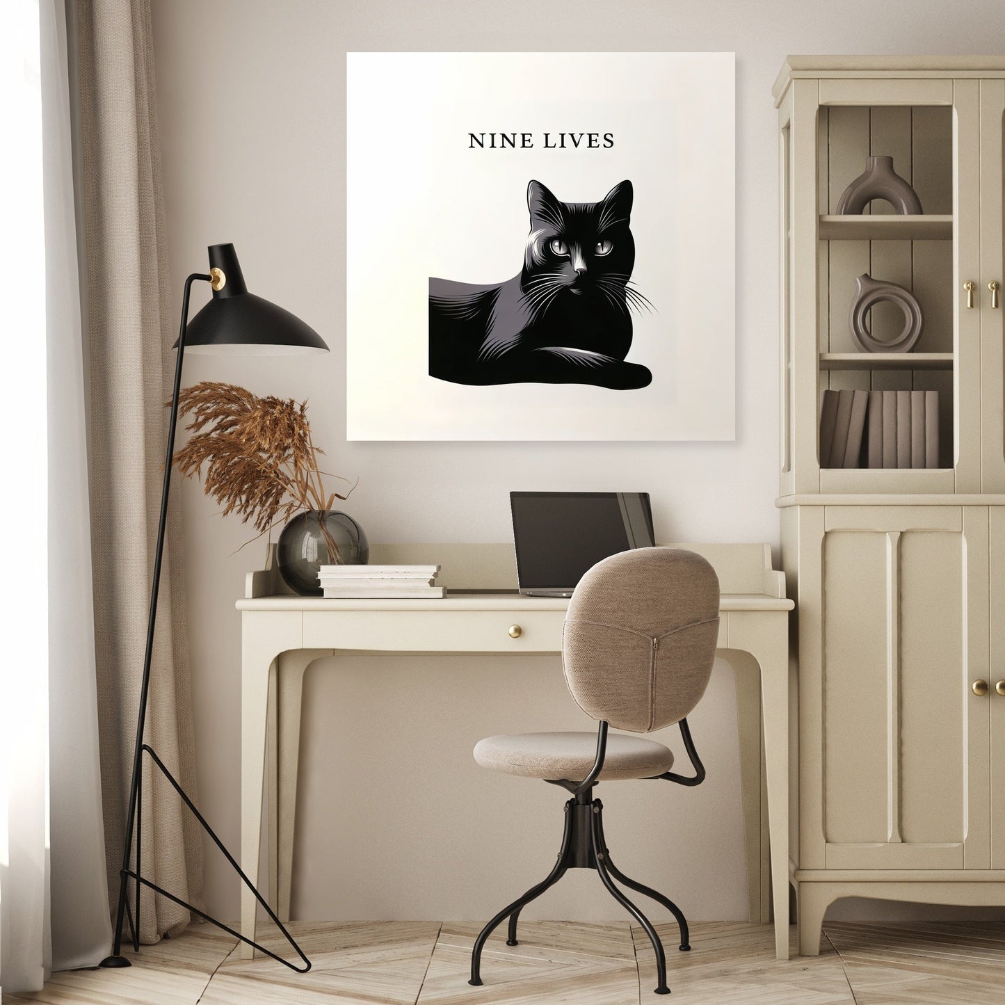 Mysterious Black Cat Canvas