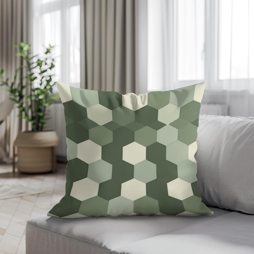 Olive Celadon Hexagon Cotton Cushion