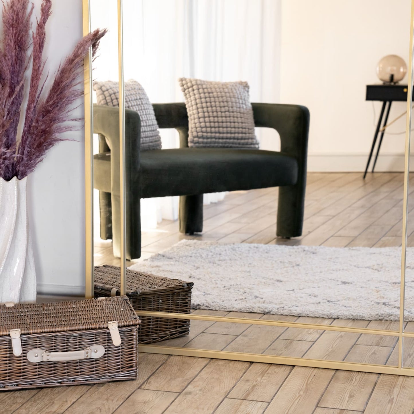 Aimi - Full Length Gold Metal Rectangle Window Mirror - 180cm x 105cm