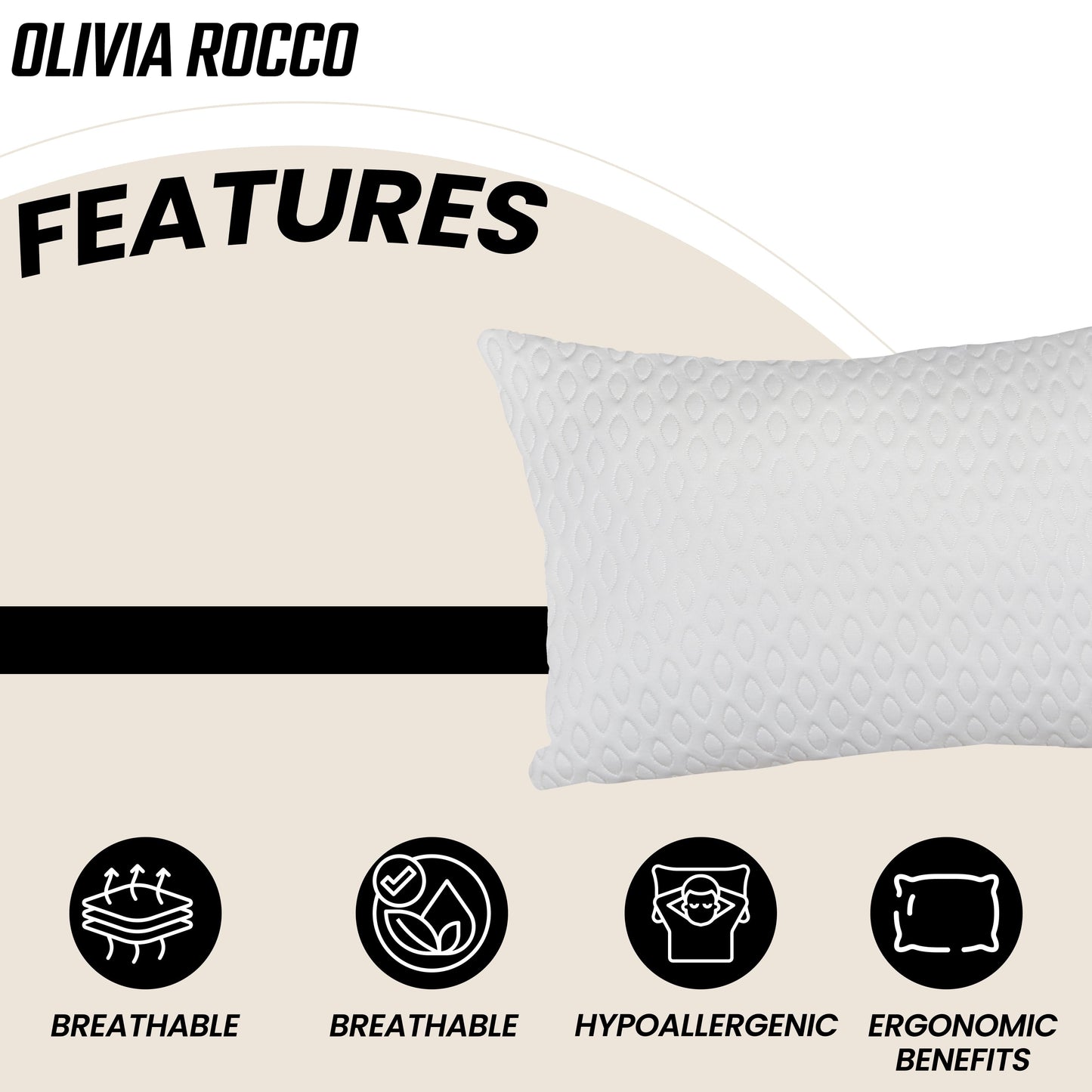 Air Flow Unique Luxury Hotel Quality Pillow Premium Fibre Filling for Superior Comfort and Support by OLIVIA ROCCO