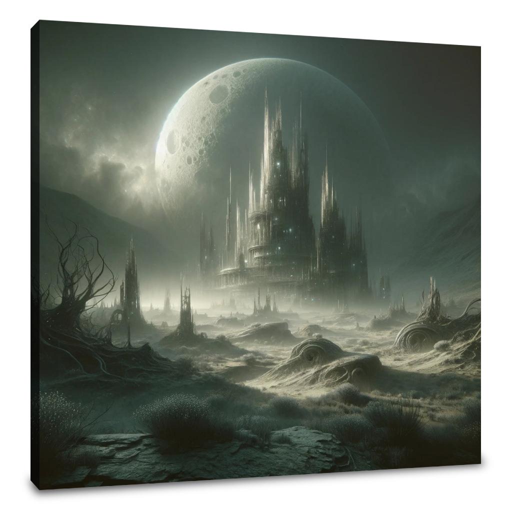 Ancient Relics Under Moonlight Canvas