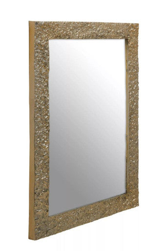 Textured Gold Finish Rectangular Wall Mirror | Akola