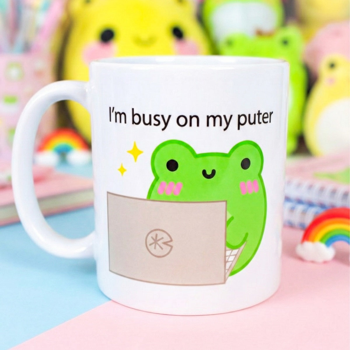 I'm Busy On My Puter Albert The Frog Mug