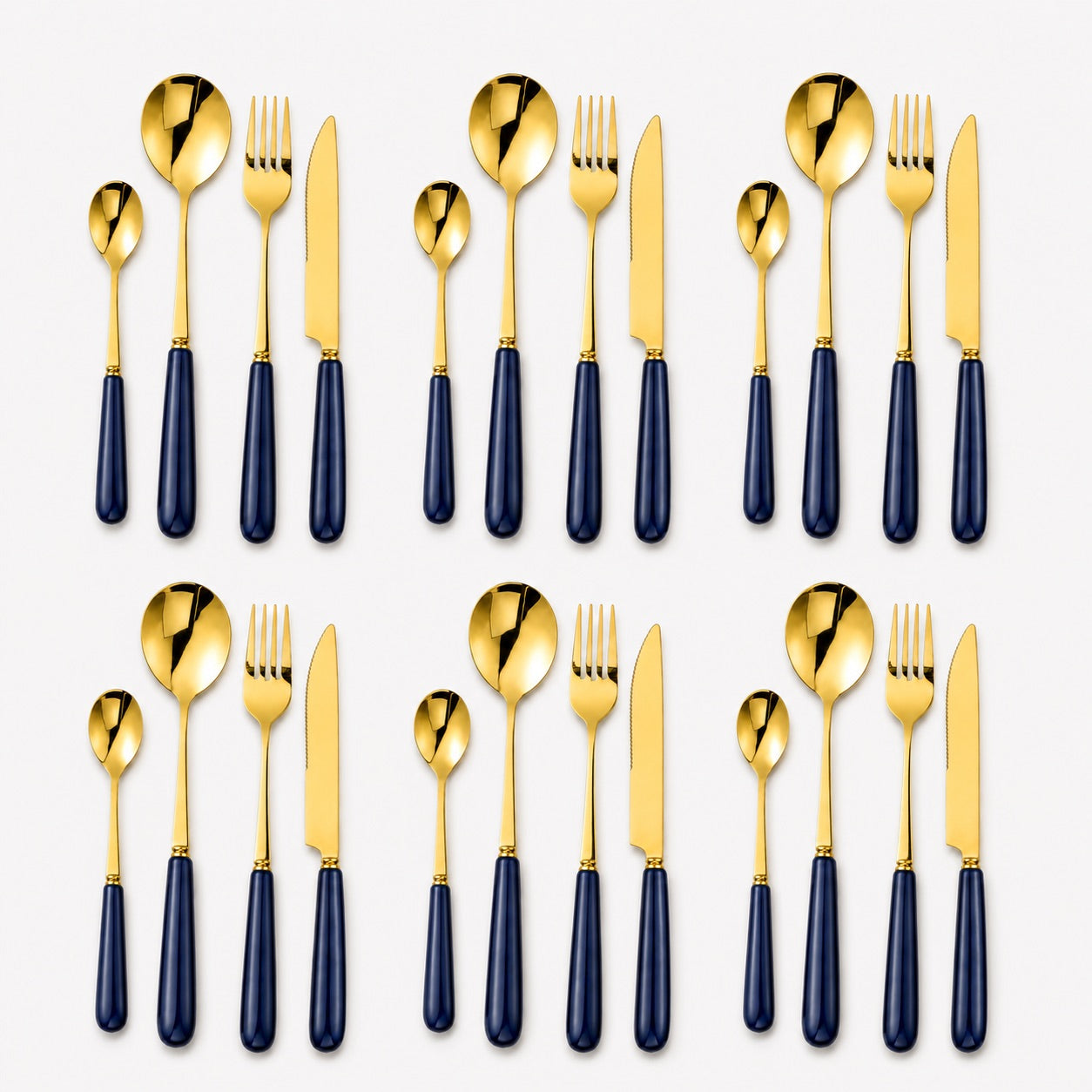 Aldermere 24-Piece Gold Cutlery Set – Midnight Navy