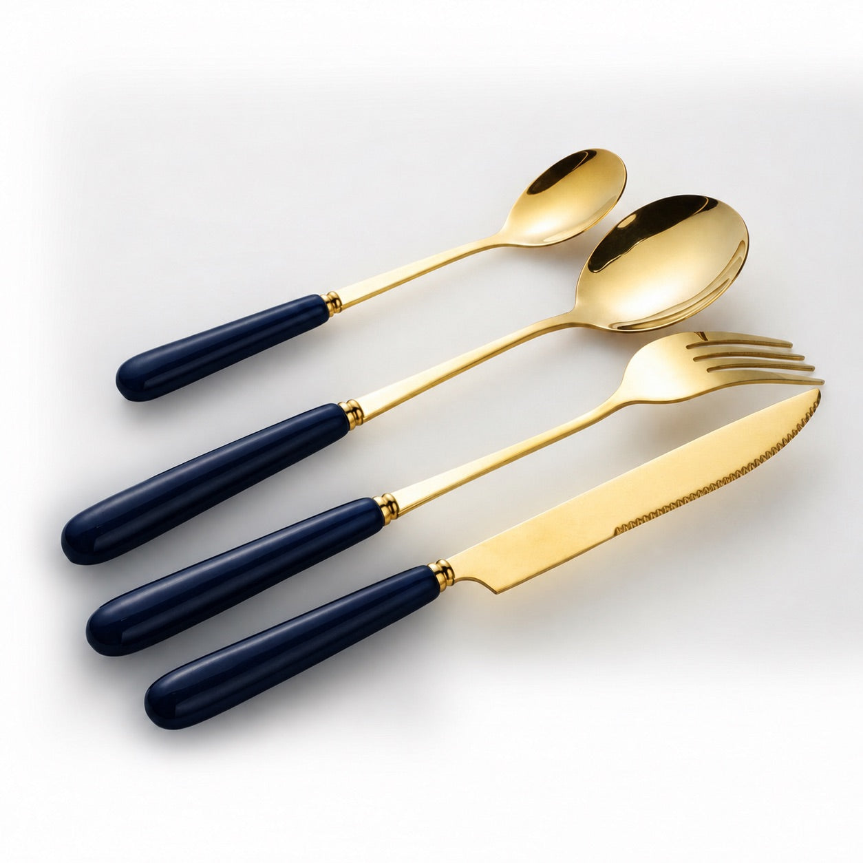 Aldermere 16-Piece Gold Cutlery Set – Midnight Navy
