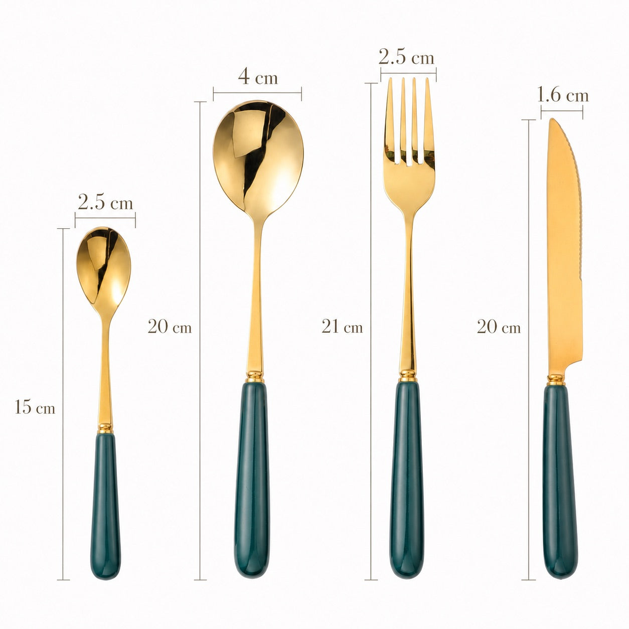 Aldermere 16-Piece Gold Cutlery Set – Forest Green