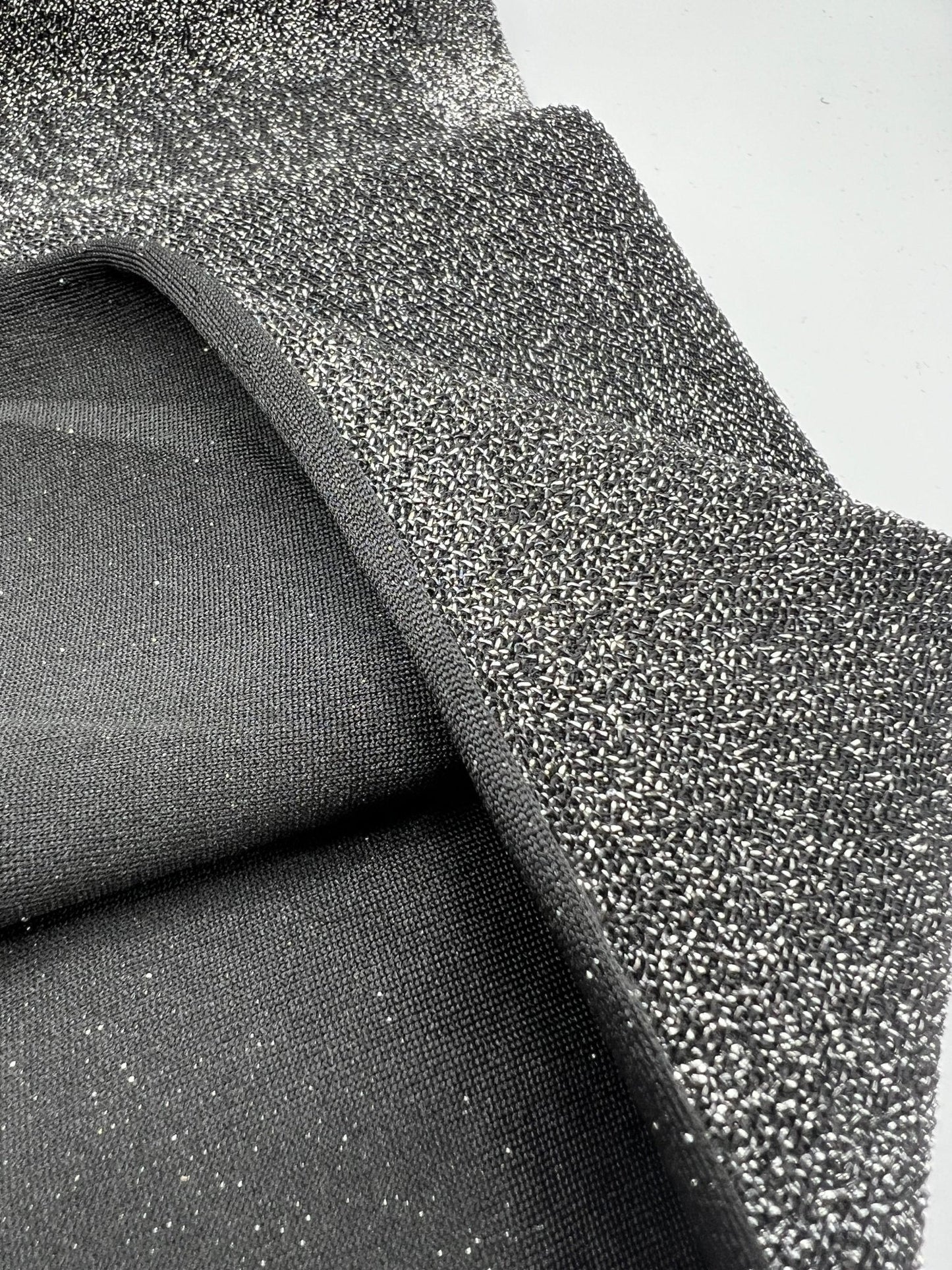 All Over Silver Thread Detail Lurex Sparkle Metallic Stretch Knit Fabric